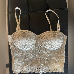 Vintage Elegant Cream Lace Bustier TOP